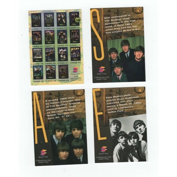 4 Mint Condition Apple Corps LTD Sports Time Inc Vintage 96 Beatles Trading Card - Picture 2 of 10